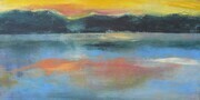'Yellow Sunset"  oil/cold wax on board, 12" x 23 5/8"